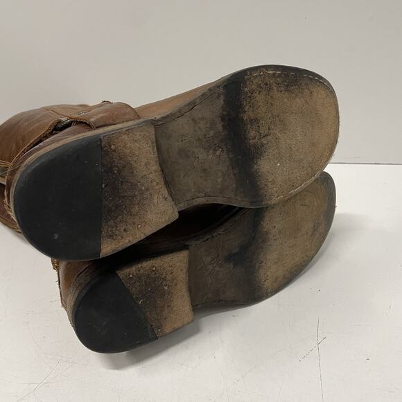 Frye Womens Phillip Riding Boots Size 7 Tall Cognac Soft Vintage Leather Harness - Picture 10 of 13